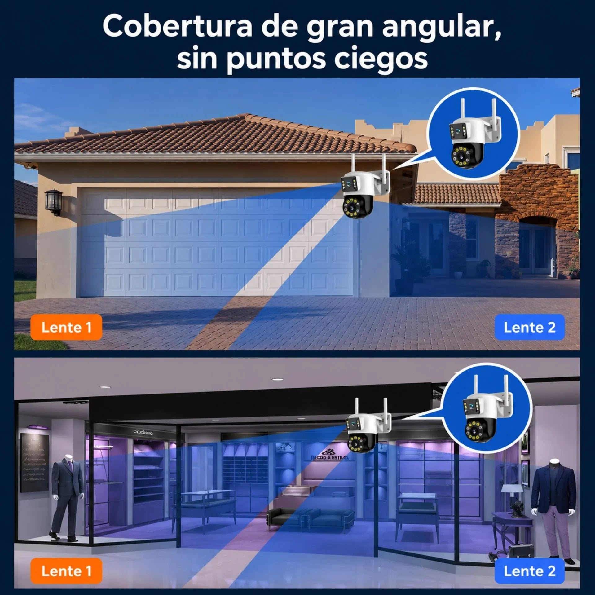 Cámara De Seguridad WiFi Doble Lente 360° Con Visión Nocturna TC193-ED2D5-XC