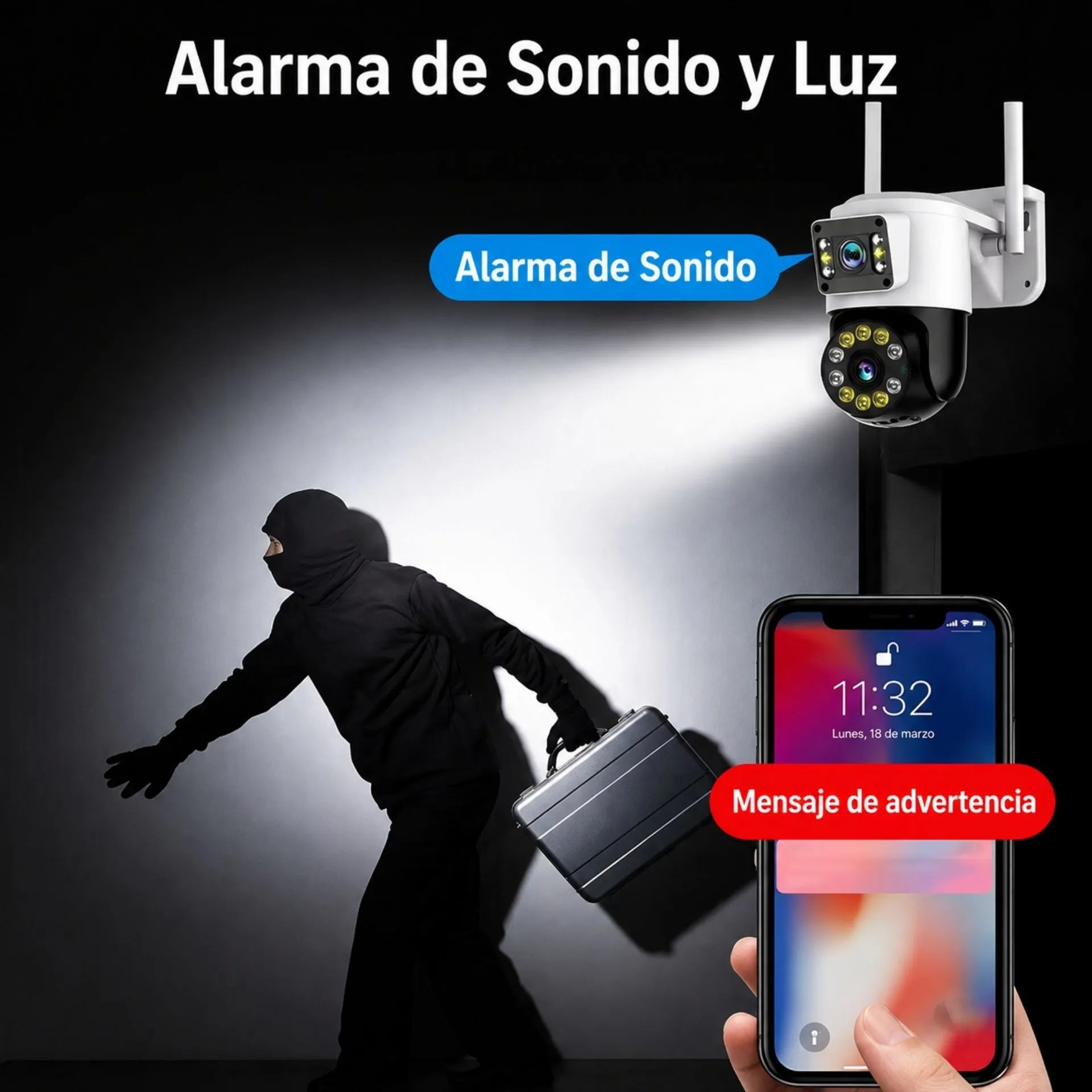 Cámara De Seguridad WiFi Doble Lente 360° Con Visión Nocturna TC193-ED2D5-XC