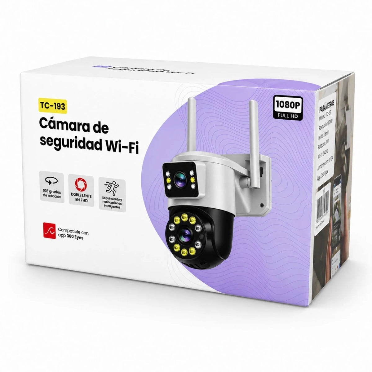 Cámara De Seguridad WiFi Doble Lente 360° Con Visión Nocturna TC193-ED2D5-XC