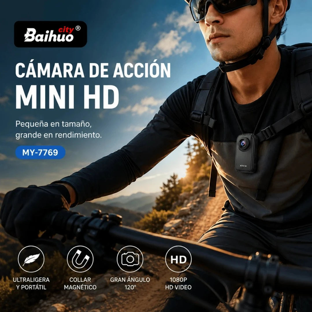 Cámara De Acción Mini HD Con Pantalla IPS Y Collar Magnético Baihuo City MY-7769