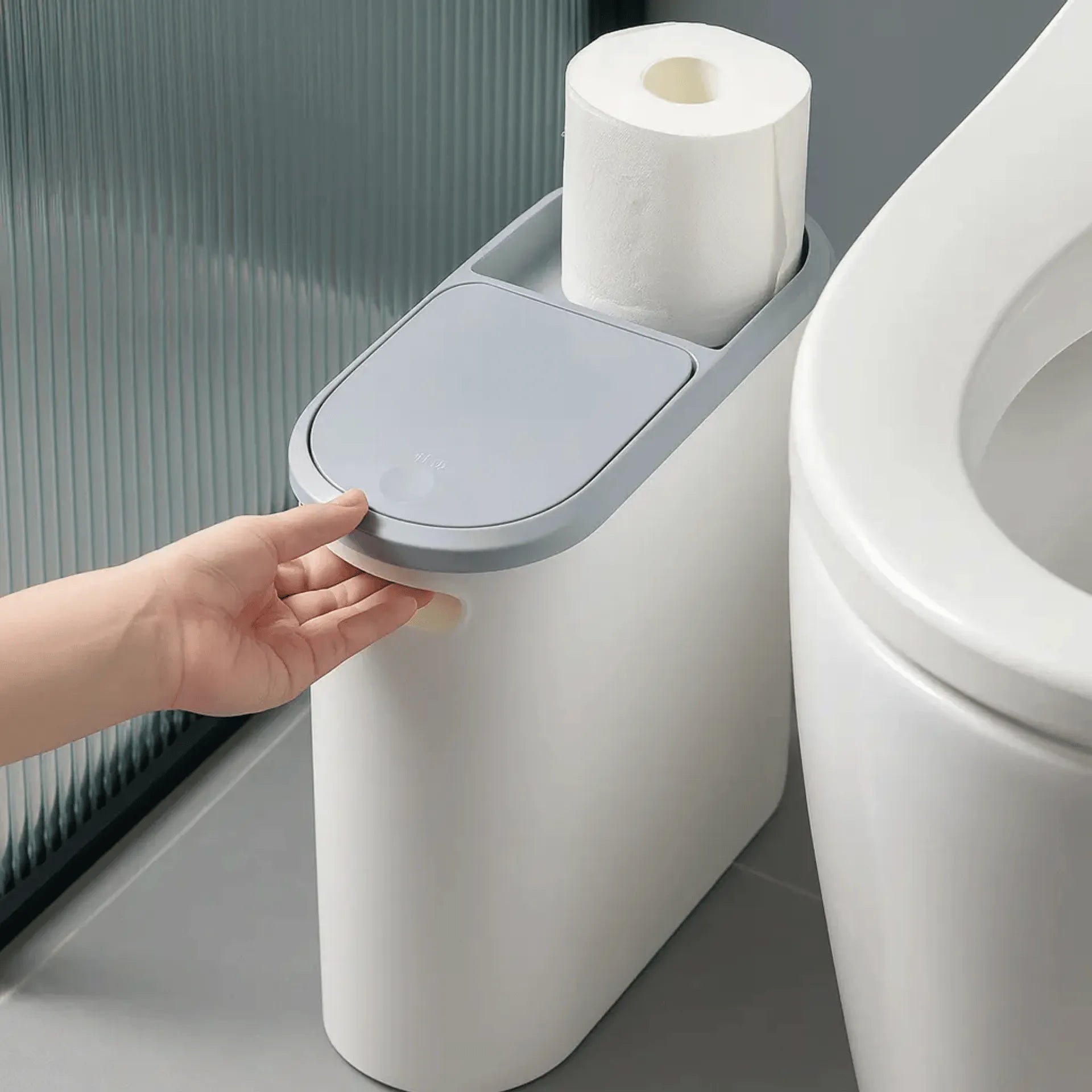 Caneca De Basura Slim Con Tapa Click, Diseño Minimalista y Ahorro De Espacio AE0089