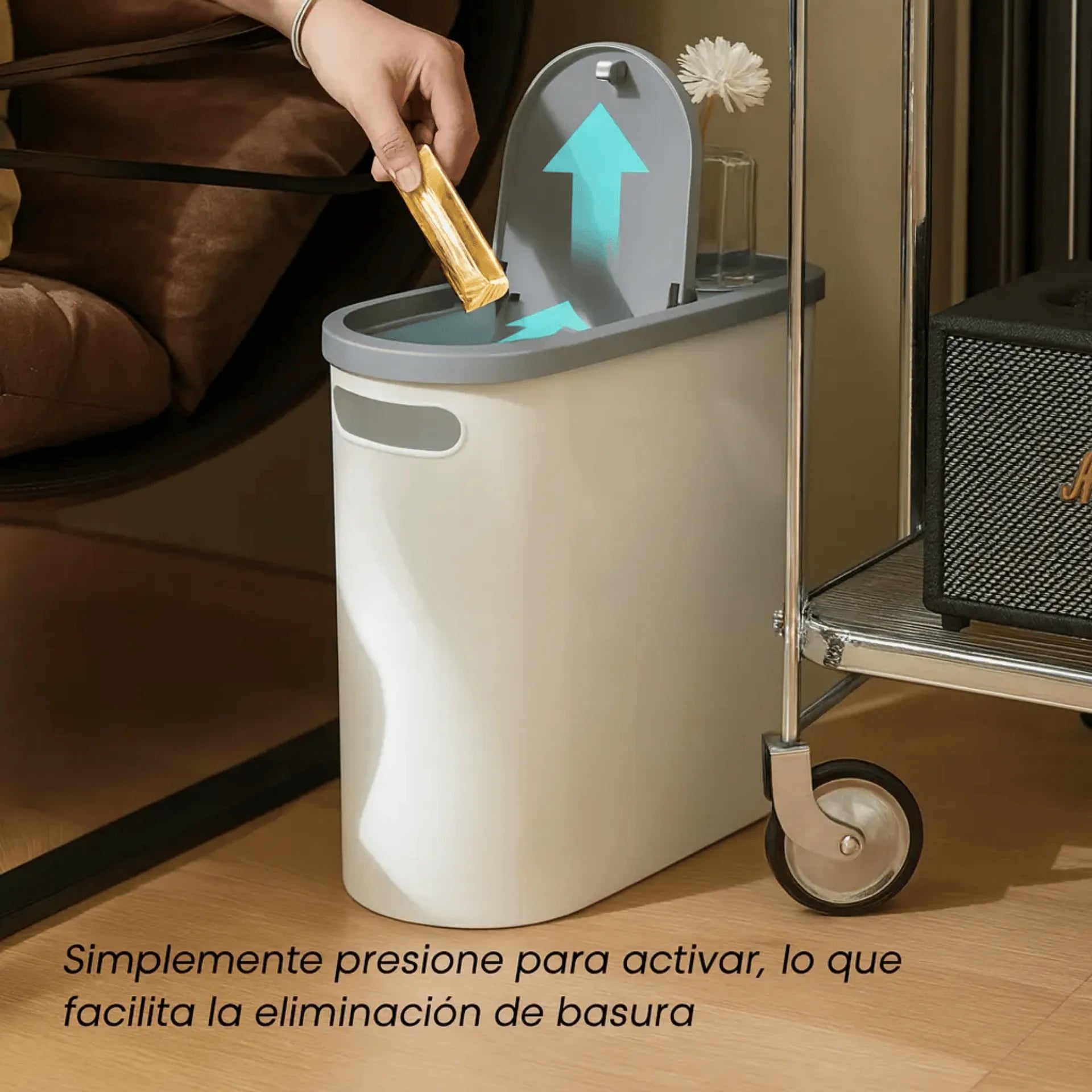 Caneca De Basura Slim Con Tapa Click, Diseño Minimalista y Ahorro De Espacio AE0089
