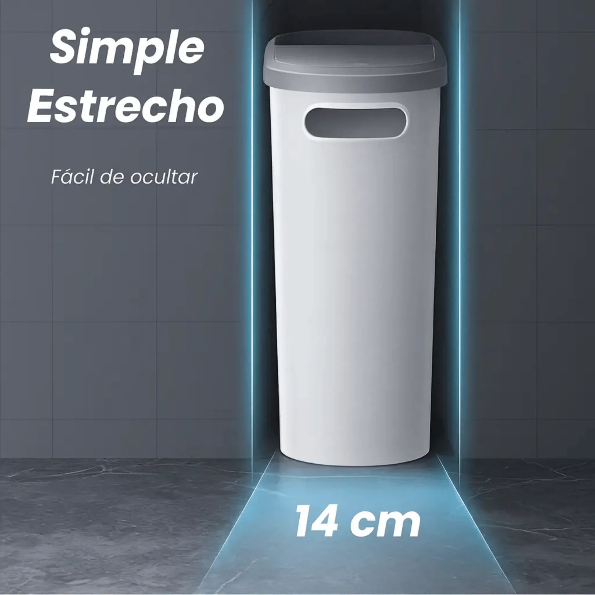 Caneca De Basura Slim Con Tapa Click, Diseño Minimalista y Ahorro De Espacio AE0089