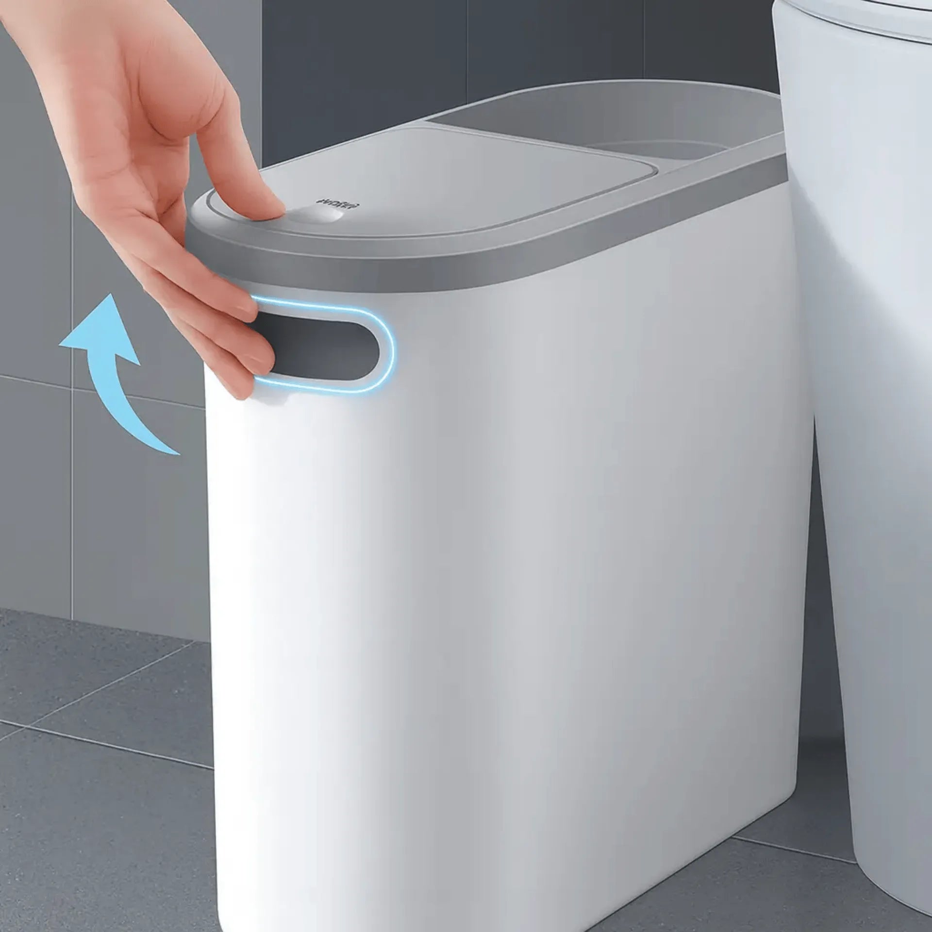 Caneca De Basura Slim Con Tapa Click, Diseño Minimalista y Ahorro De Espacio AE0089
