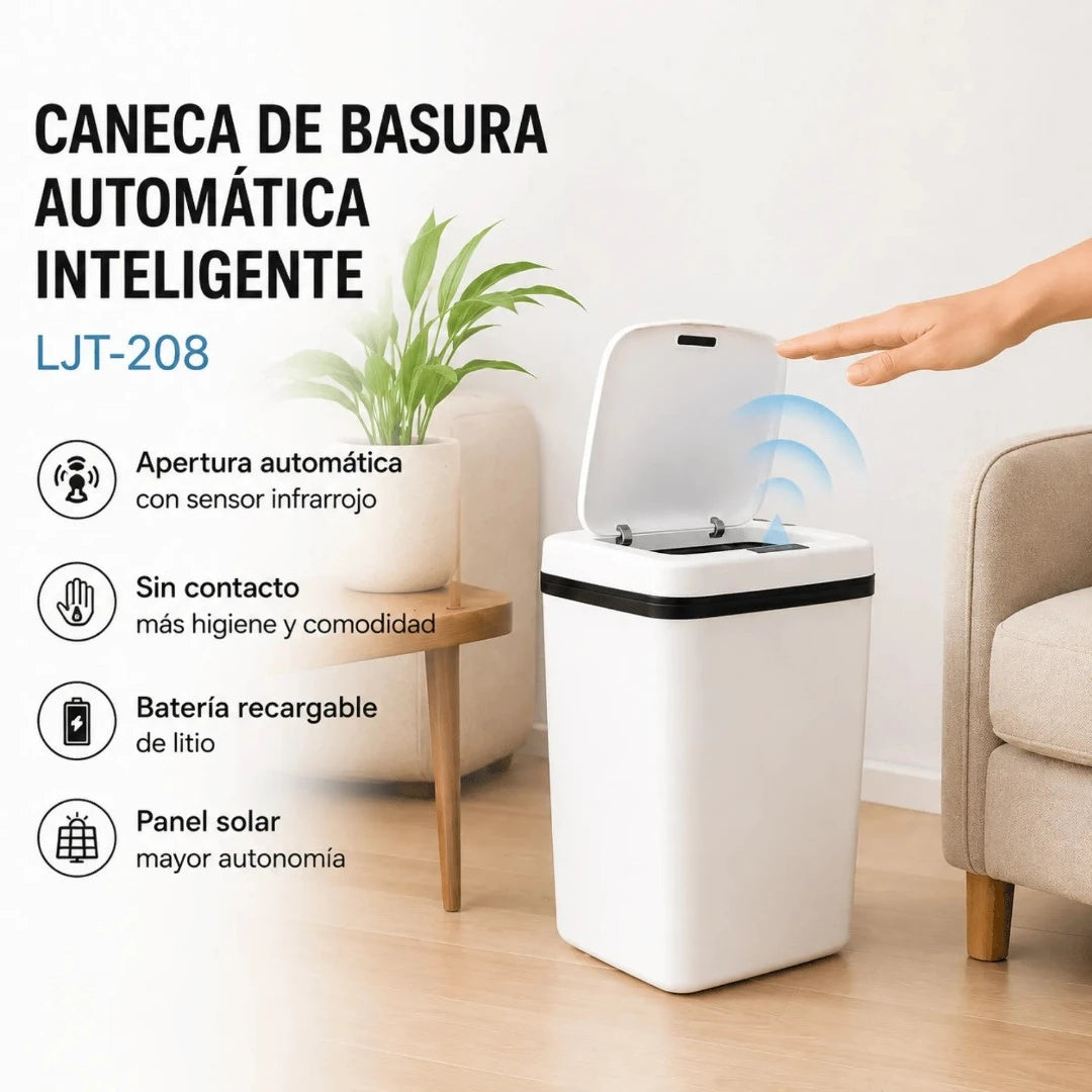 Caneca De Basura Automática Inteligente Con Sensor Infrarrojo Recargable LJT-208