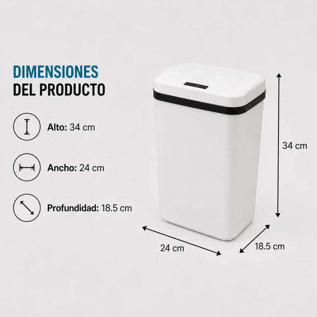 Caneca De Basura Automática Inteligente Con Sensor Infrarrojo Recargable LJT-208