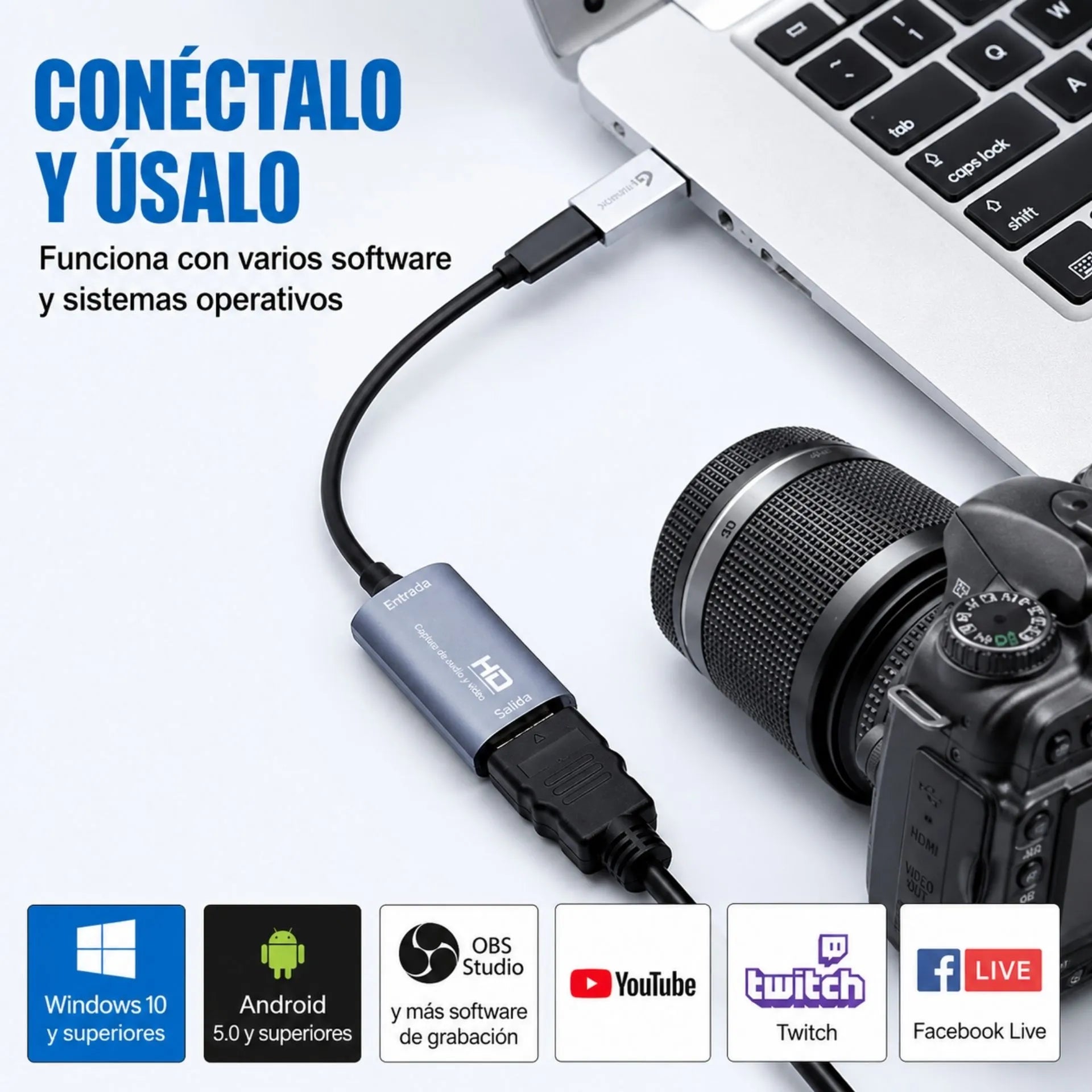 Capturadora De Video USB Tipo C A HDMI 4K LJ-60 HDTV 4K