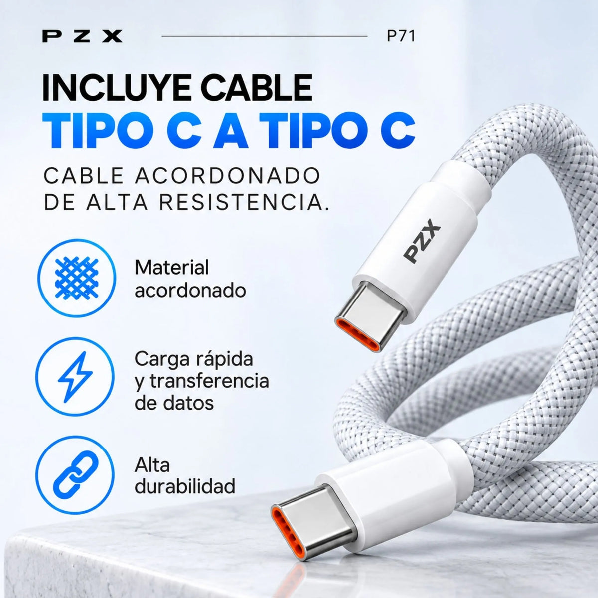 Cargador De Carga Rápida 100W Con 3 Puertos USB-C Y 1 USB-A PZX P71