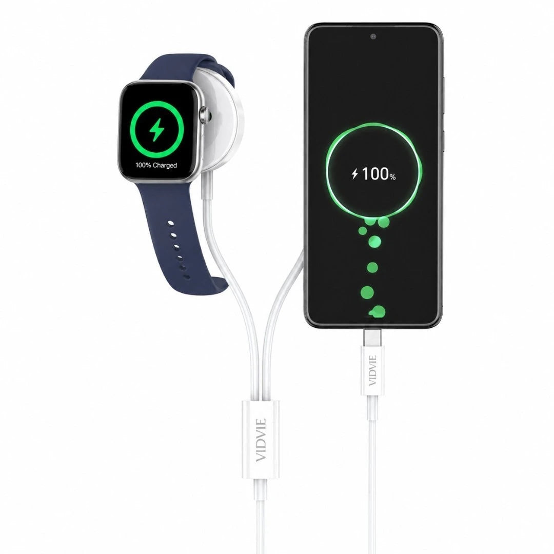 Cargador Inalámbrico Para Reloj Con Cable Tipo C 60W Y Carga Magnética VIDVIE WLC1419