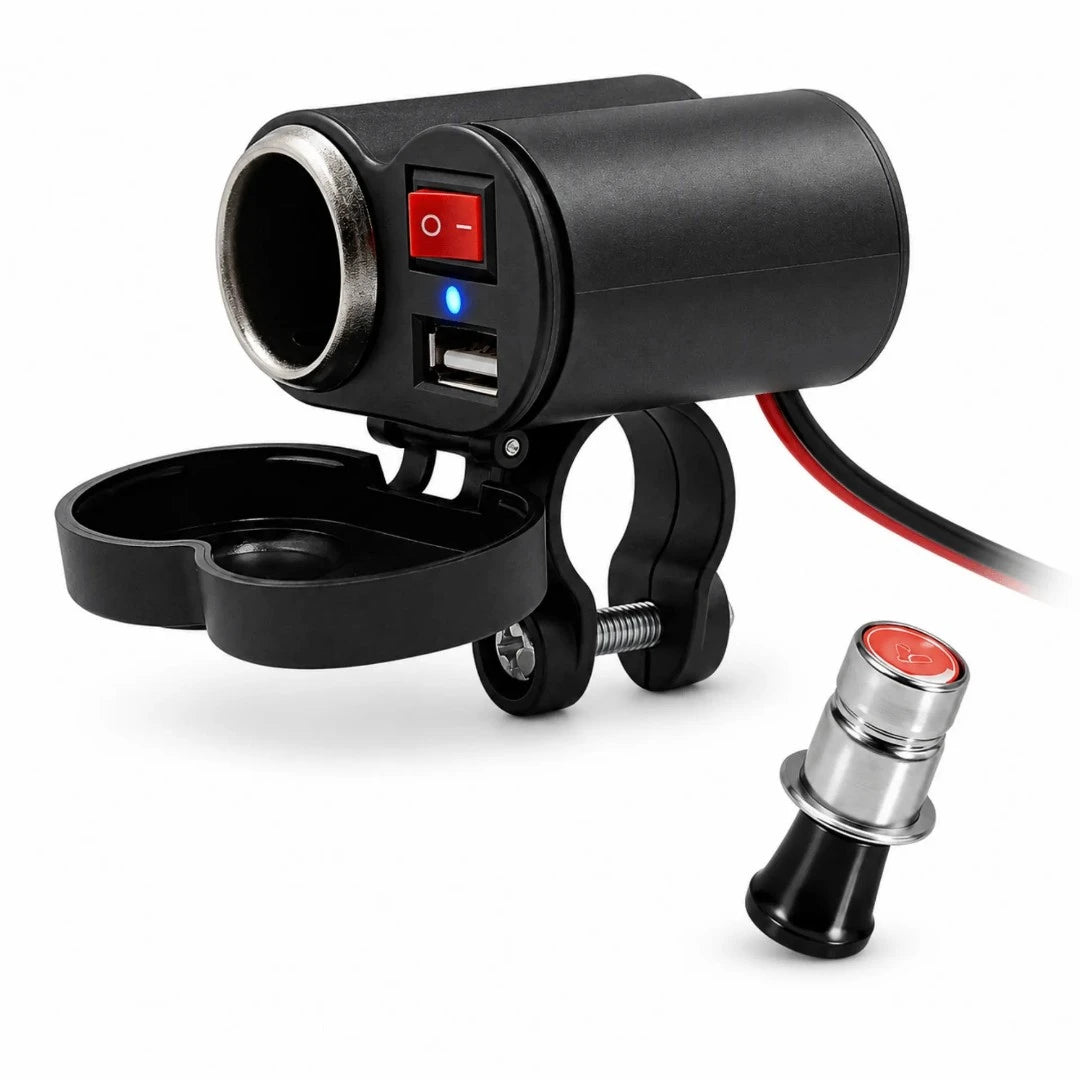 Cargador Para Motocicleta Baihuo City Con Puerto USB Y Encendedor 12V MY-7804