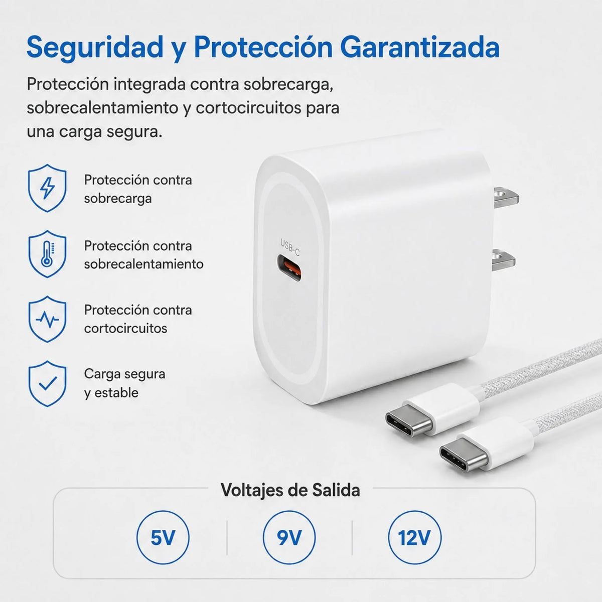 Cargador Tipo C A Tipo C 20W Cable 1 Metro PZX P16