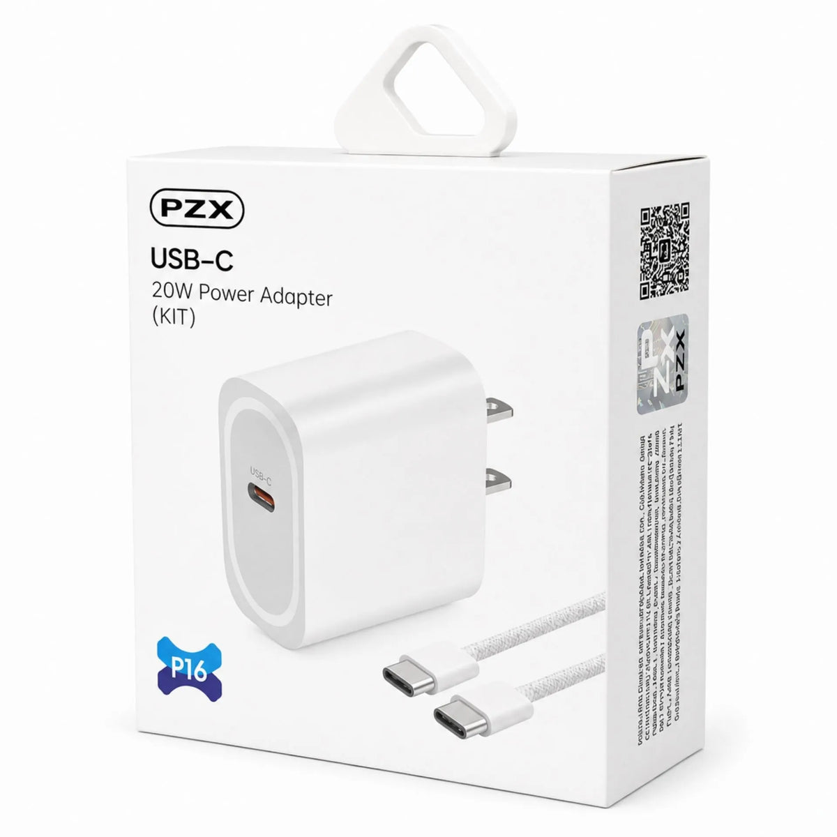 Cargador Tipo C A Tipo C 20W Cable 1 Metro PZX P16