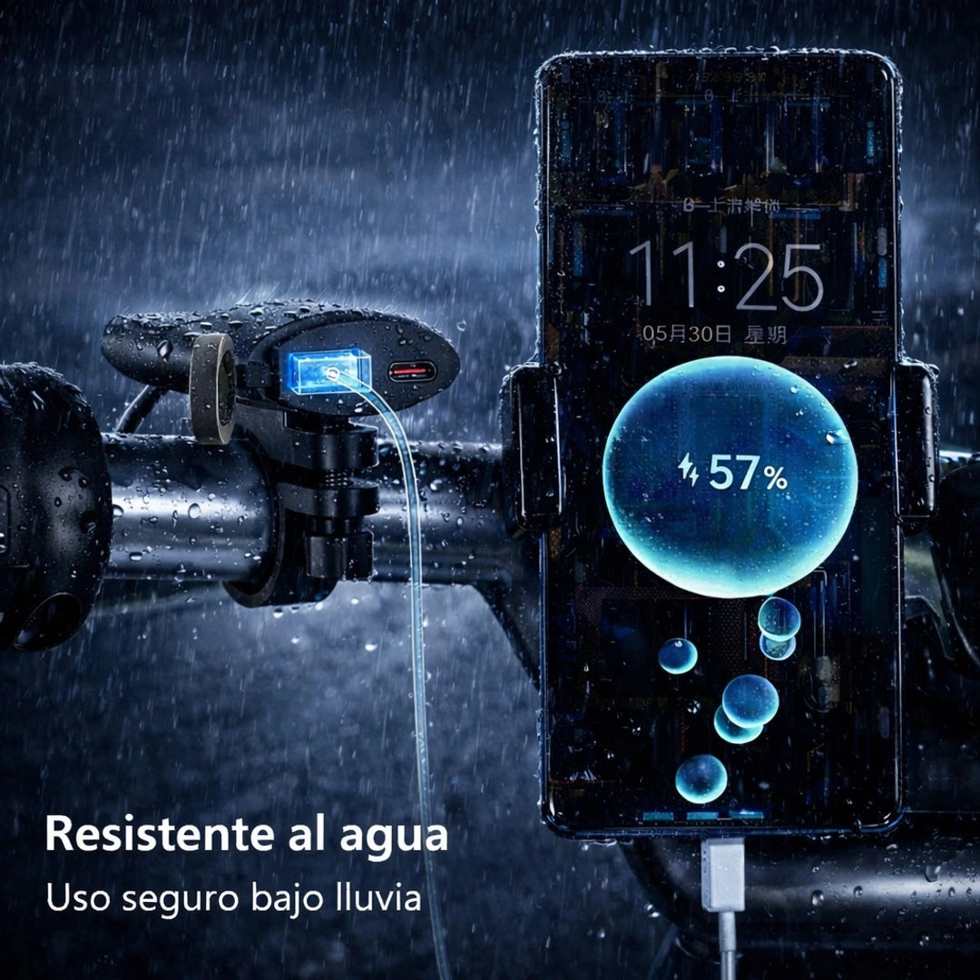Cargador Para Moto De Celular Con Carga Rápida 3.0A Puerto USB Y Tipo C Resistente Al Agua Baihuo City MY-7273