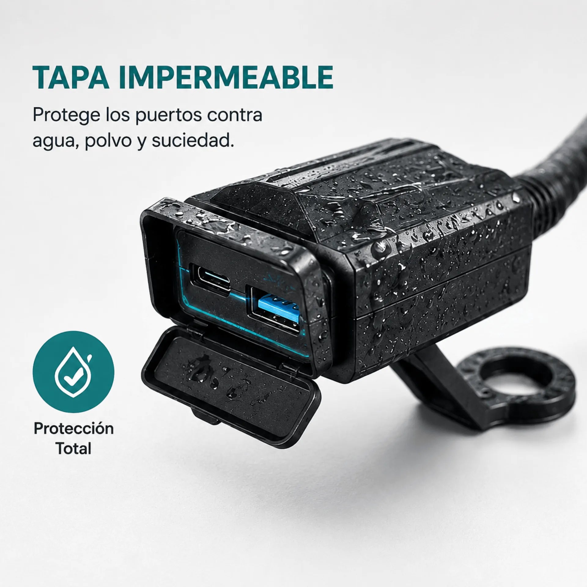Cargador Para Motocicleta Baihuo City Con Puerto USB Y Tipo C MY-7808