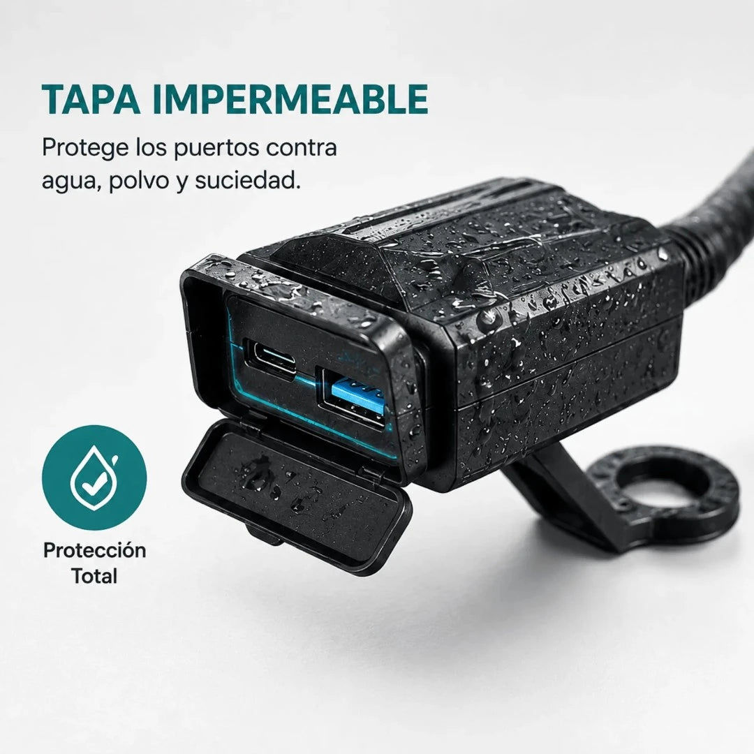Cargador Para Motocicleta Baihuo City Con Puerto USB Y Tipo C MY-7808