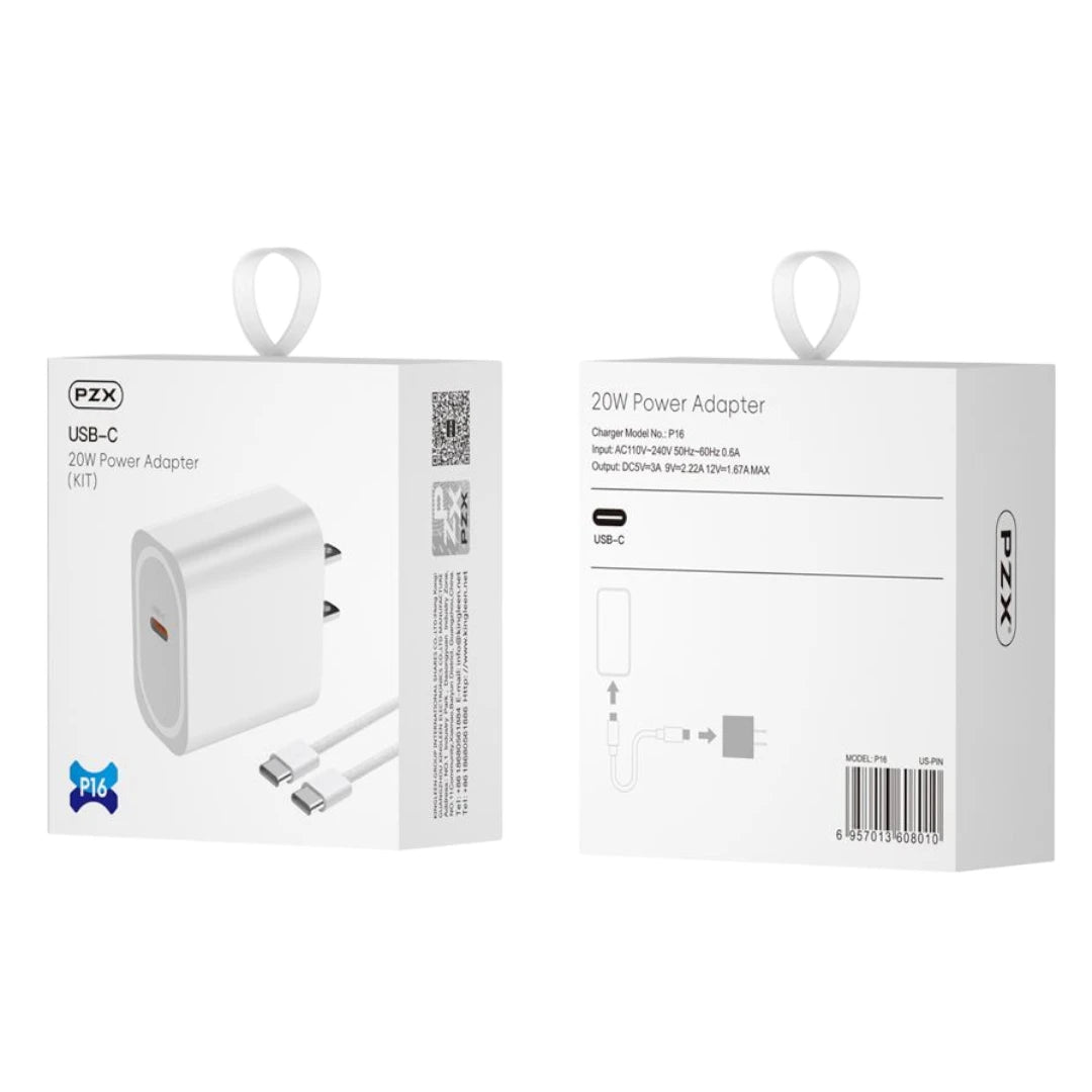 Cargador PZX Carga Rapida Con Potencia 20w De Typec a Typec P16 C-C