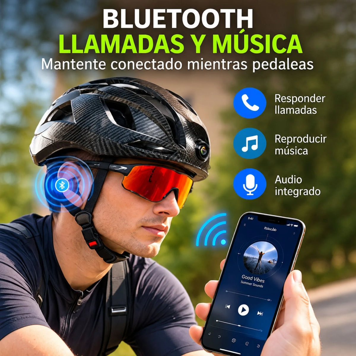Casco Inteligente Para Bicicleta Con Cámara Full HD 1080P, Bluetooth, GPS Y Luz LED De Seguridad AE0607