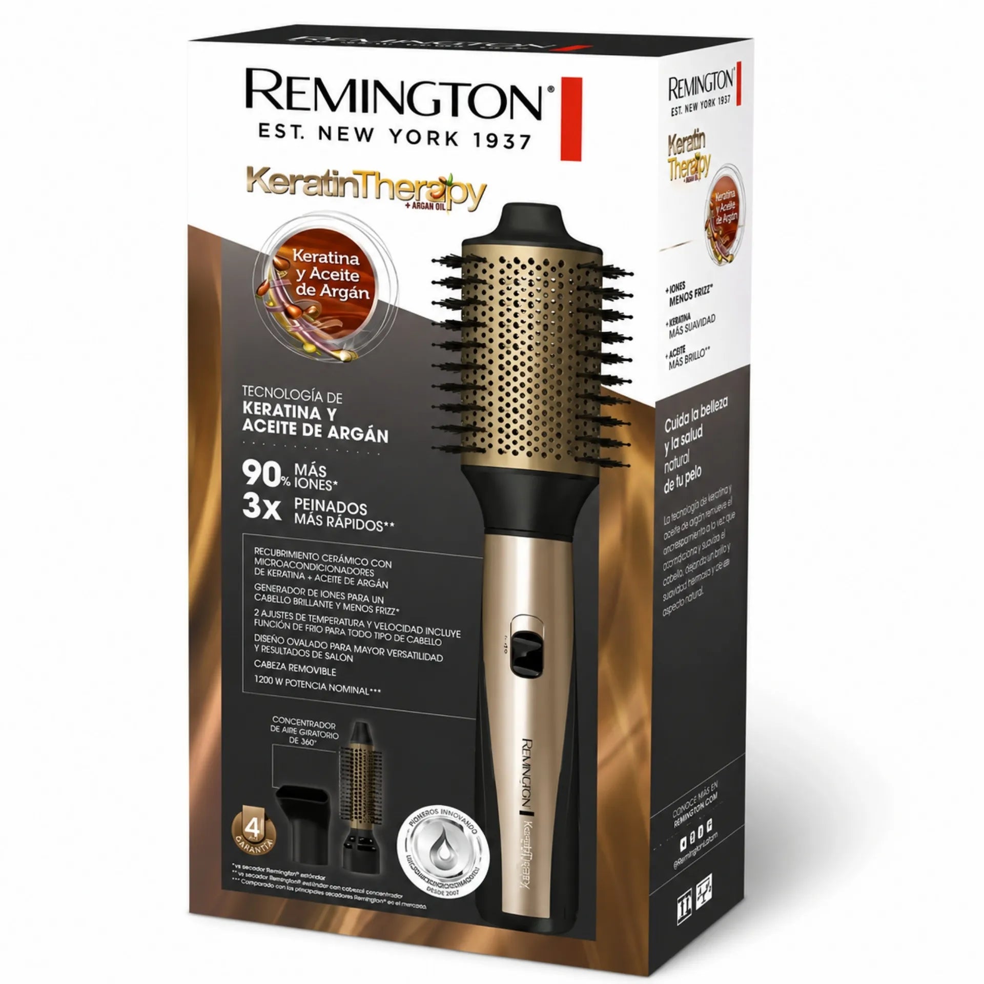 Cepillo De Aire Multiestilizador Remington Keratina Therapy 1200W Con 3 Accesorios AS8821
