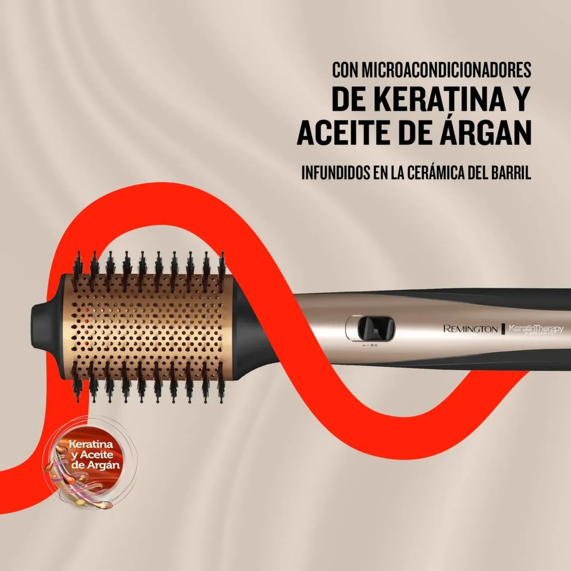 Cepillo De Aire Multiestilizador Remington Keratina Therapy 1200W Con 3 Accesorios AS8821