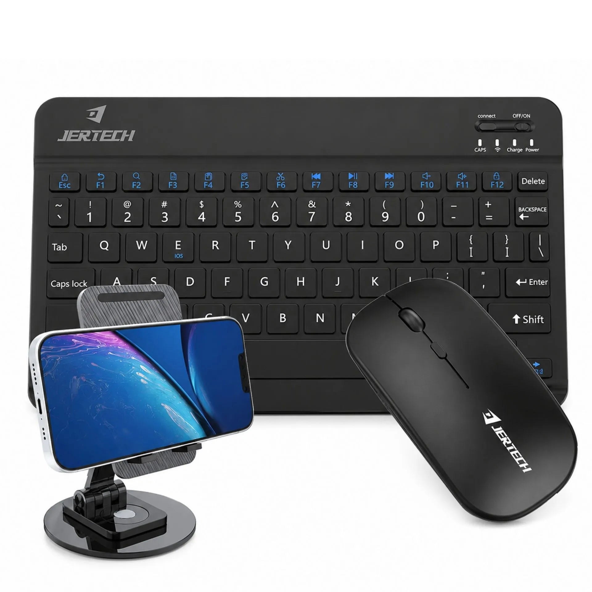 Combo Teclado, Mouse y Soporte Bluetooth Recargable Celular/Computador Jertech CT3-01