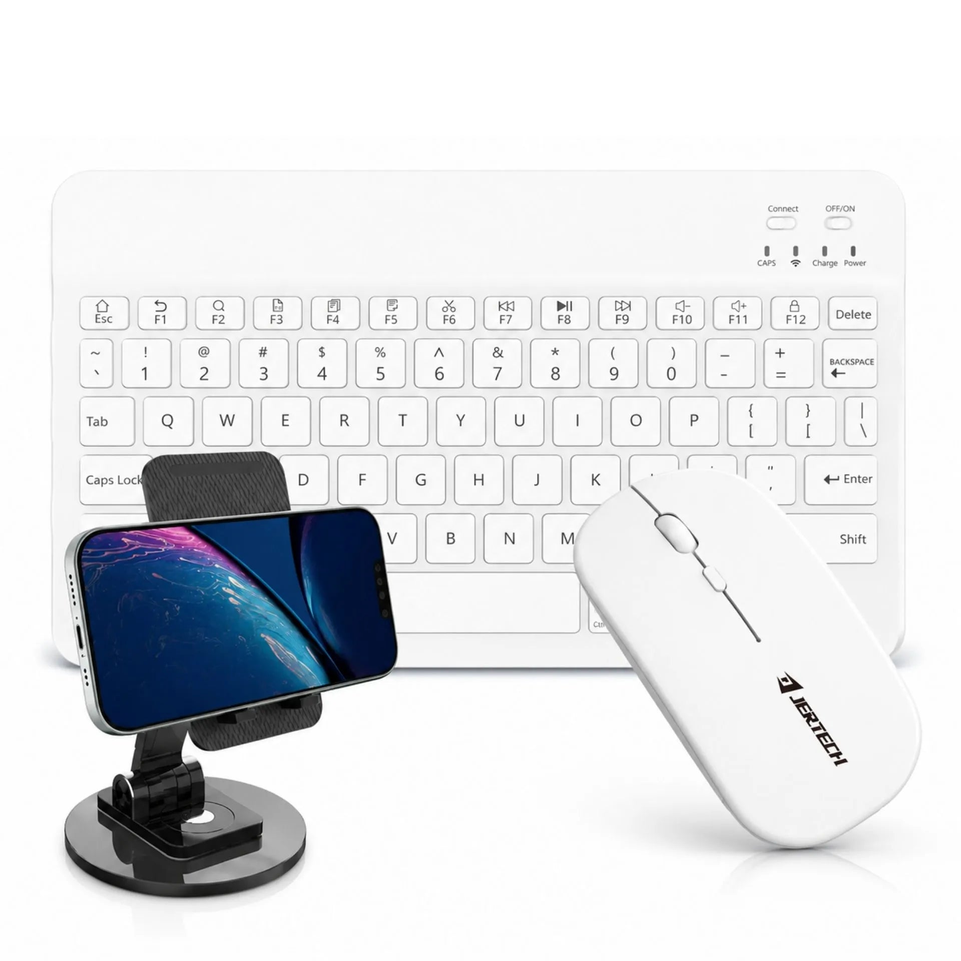 Combo Teclado, Mouse y Soporte Bluetooth Recargable Celular/Computador Jertech CT3-01