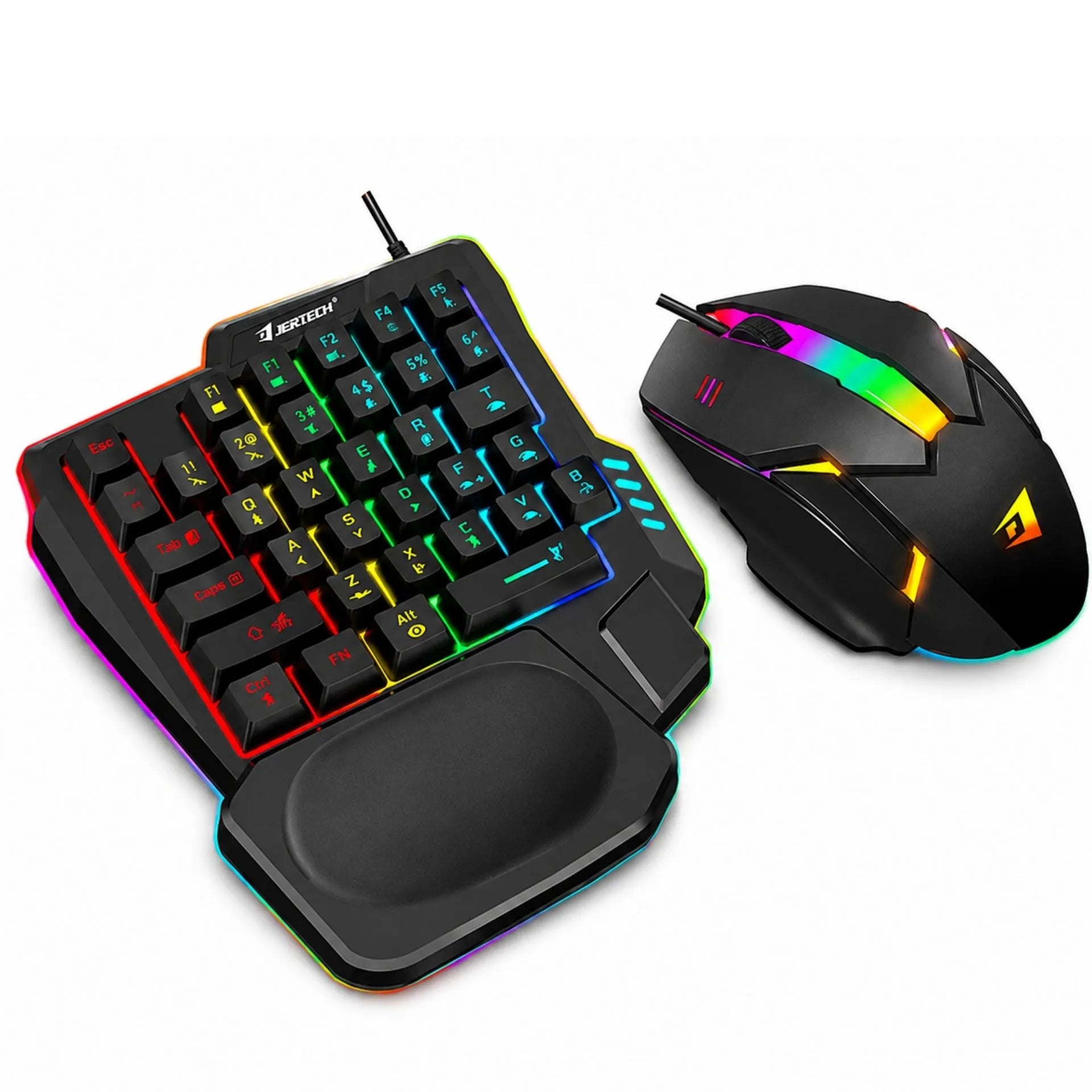 Combo Gamer Para Juegos Móviles Jertech Con Teclado Una Mano Y Mouse RGB GK2-01