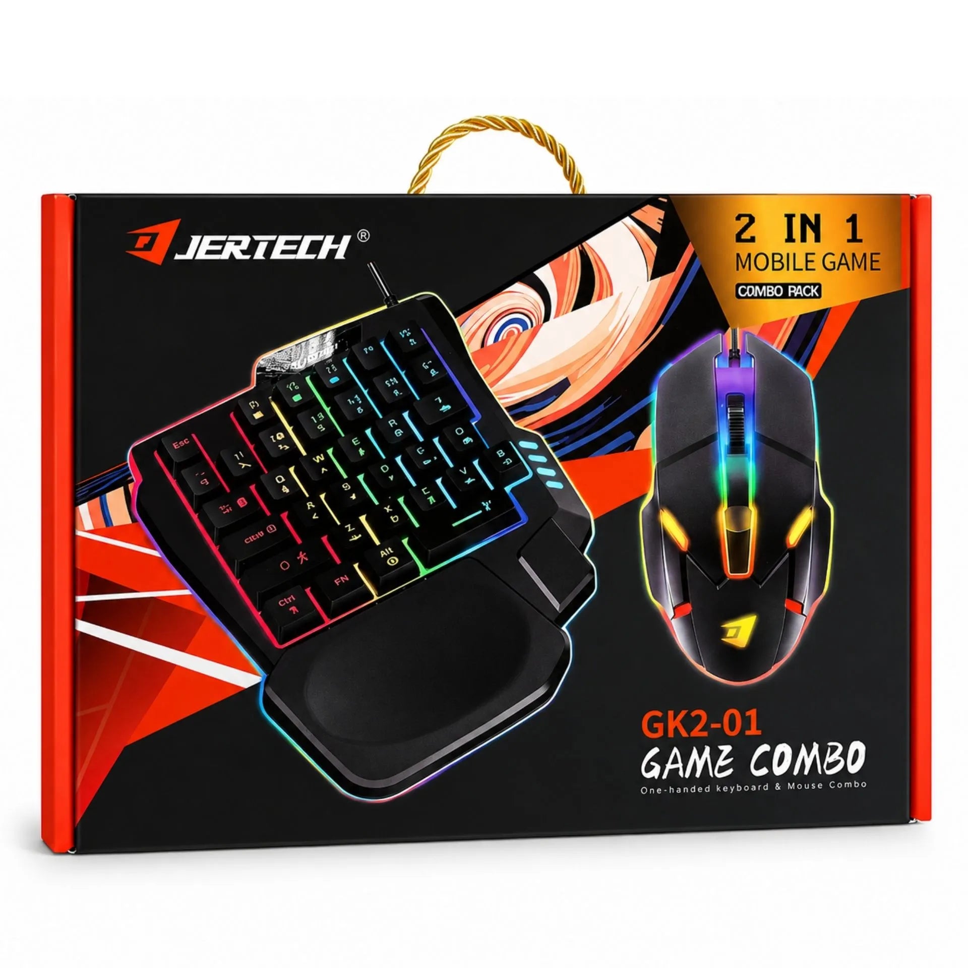 Combo Gamer Para Juegos Móviles Jertech Con Teclado Una Mano Y Mouse RGB GK2-01