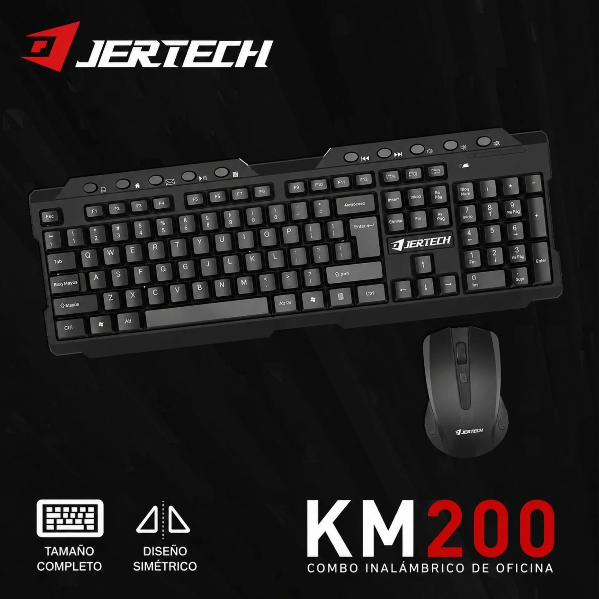 Combo Teclado Y Mouse Inalámbrico Para Oficina Jertech KM200