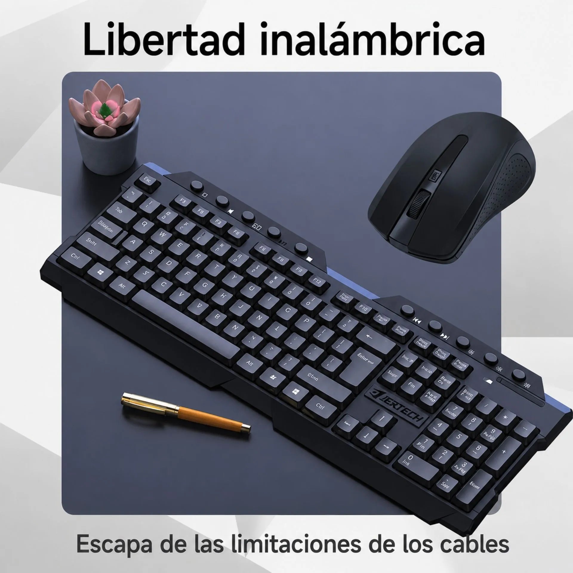 Combo Teclado Y Mouse Inalámbrico Para Oficina Jertech KM200