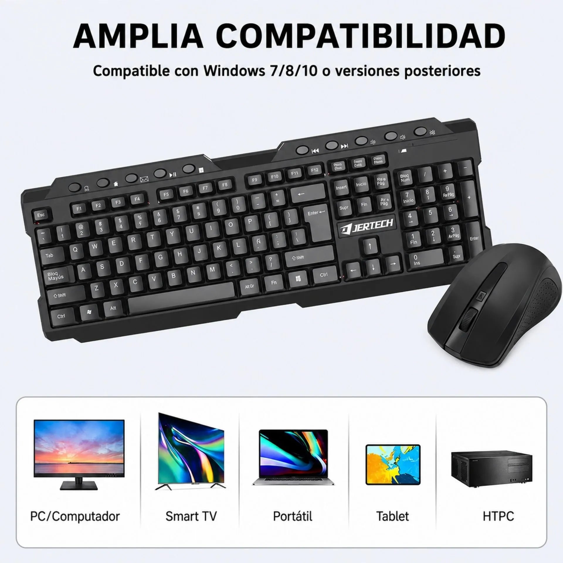 Combo Teclado Y Mouse Inalámbrico Para Oficina Jertech KM200