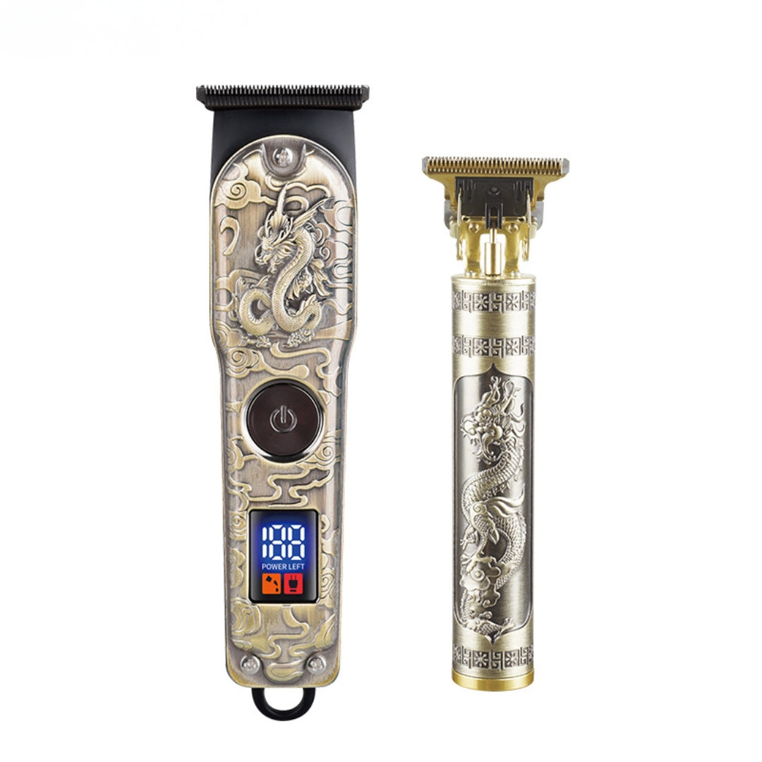 Combo Máquina De Corte Y Patillera Recargable 5W Con Pantalla Digital Kit Barbería Baihuo City MY-7524