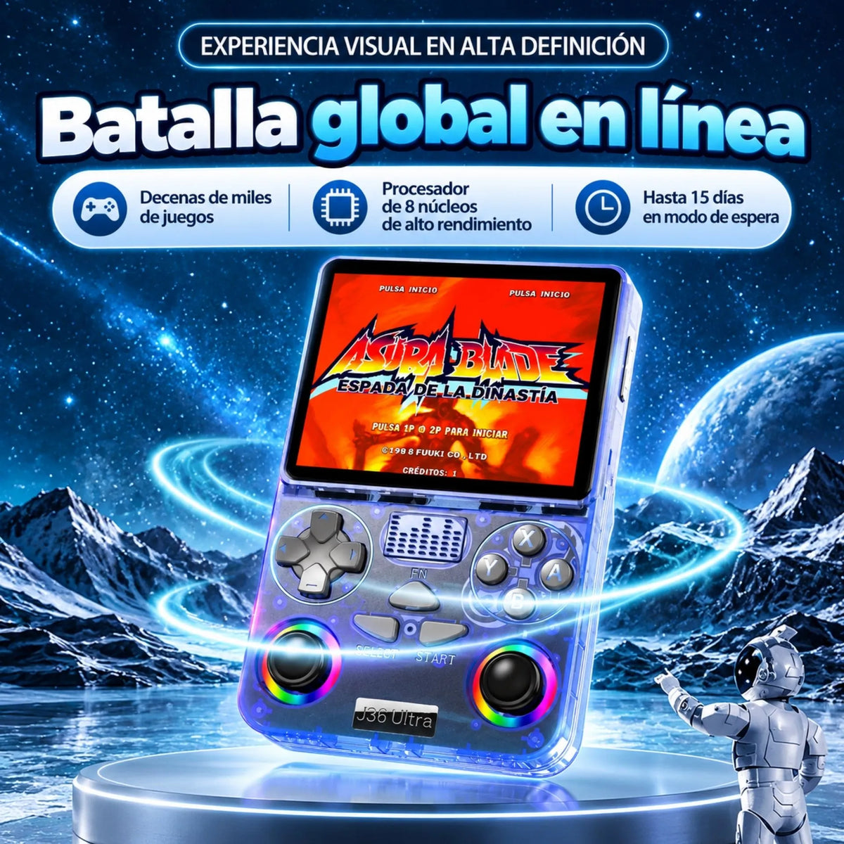 Consola De Videojuegos Retro Portátil Con Pantalla Y Controles Integrados J36 ULTRA