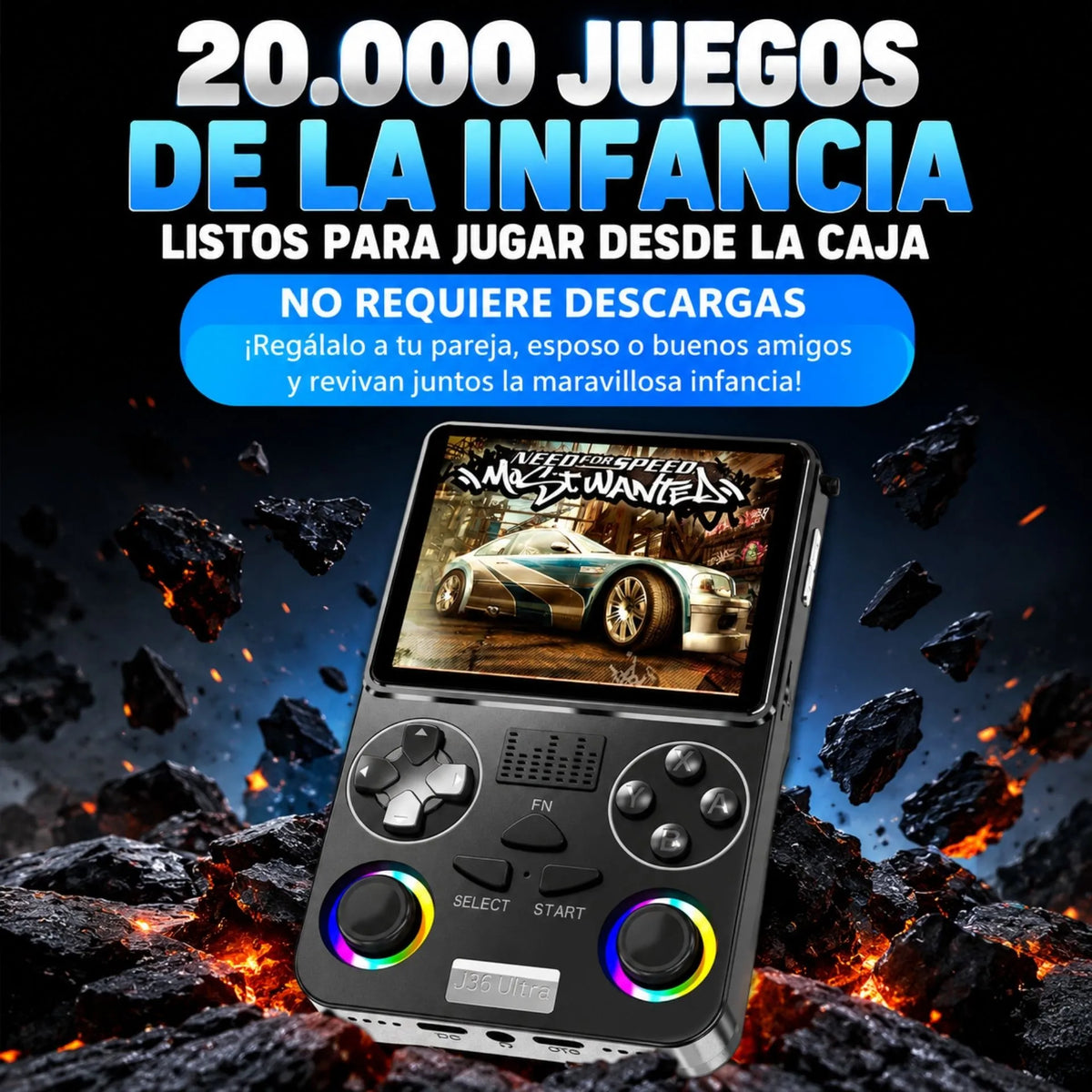 Consola De Videojuegos Retro Portátil Con Pantalla Y Controles Integrados J36 ULTRA
