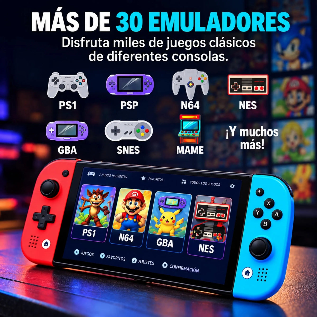 Consola De Videojuegos Portátil Retro De 7 Pulgadas HD IPS Juegos Clásicos SJGAM M20