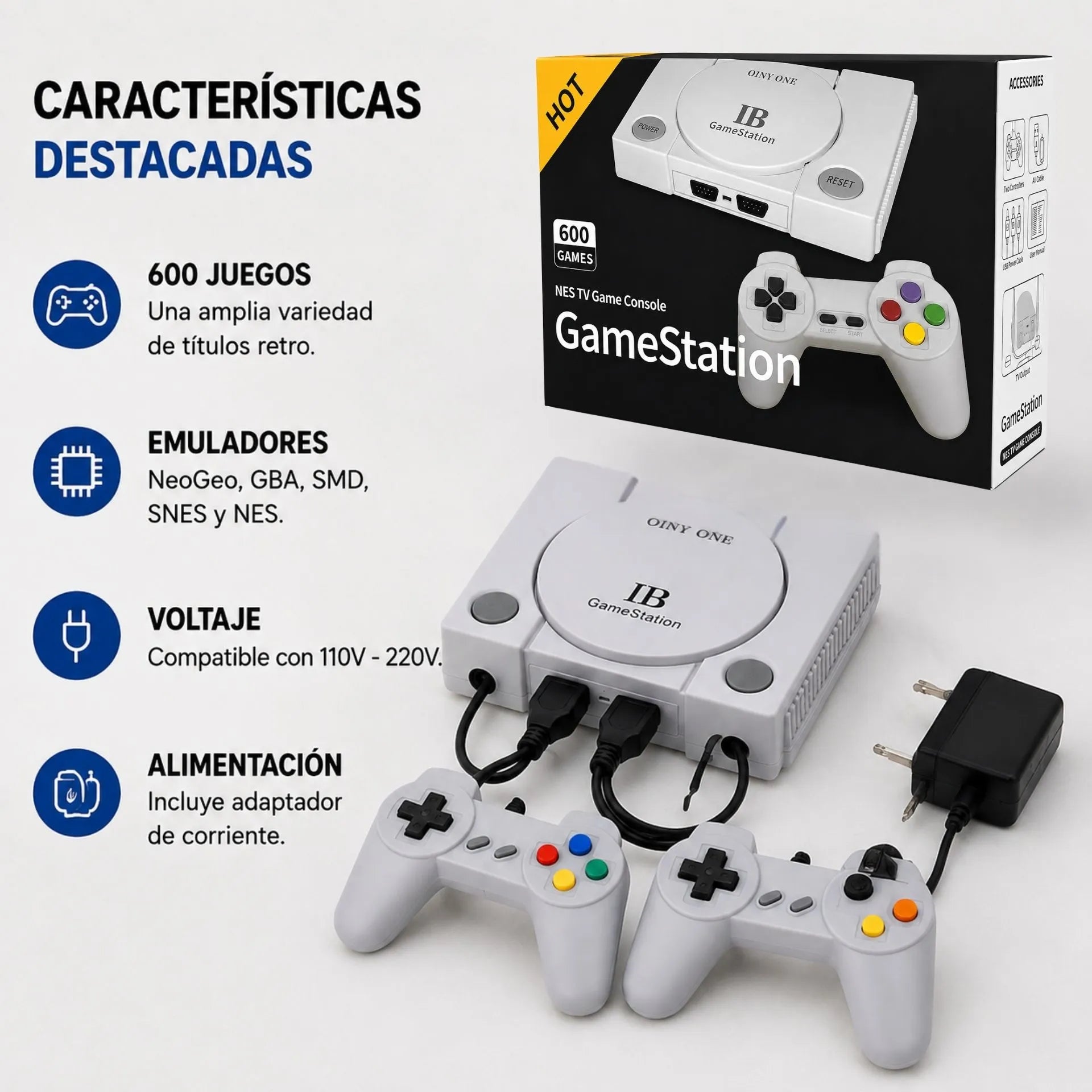 Consola De Videojuegos Retro Con 600 Juegos Y 2 Controles RS-86 AV