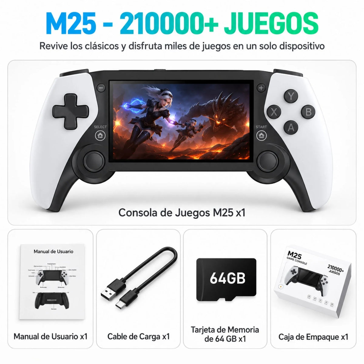 Consola De Videojuegos Retro Portátil Con Pantalla De 4.3 Pulgadas Más De 21.000 Juegos M25