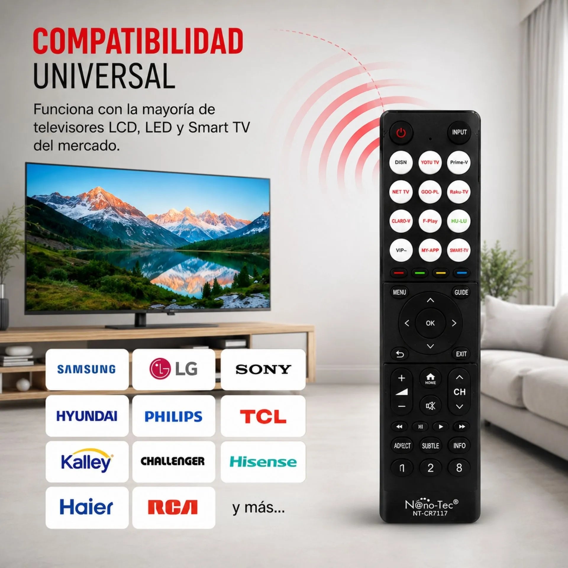 Control Remoto Universal Nano-Tec Para Televisores Con Búsqueda Automática NT-CR7117