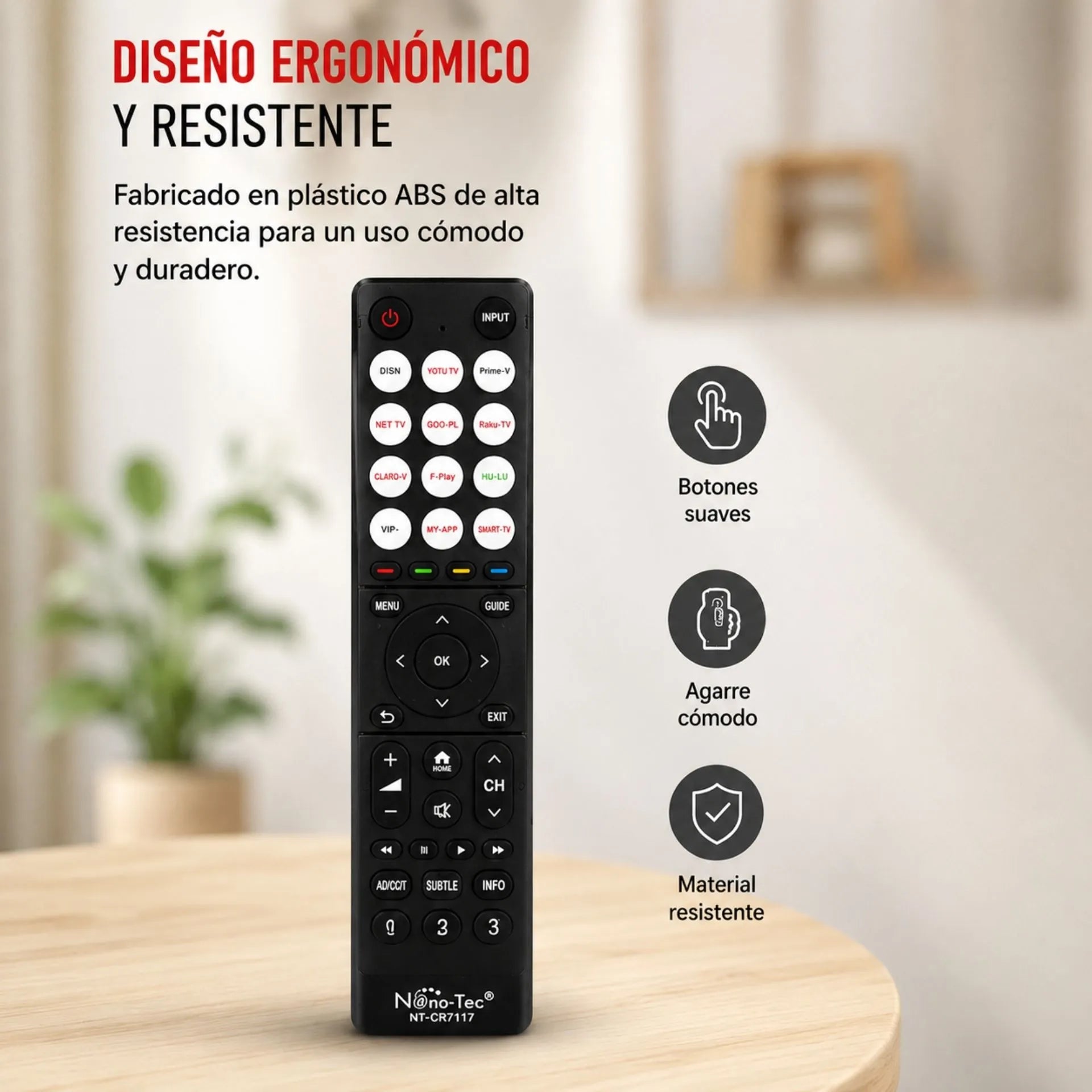 Control Remoto Universal Nano-Tec Para Televisores Con Búsqueda Automática NT-CR7117