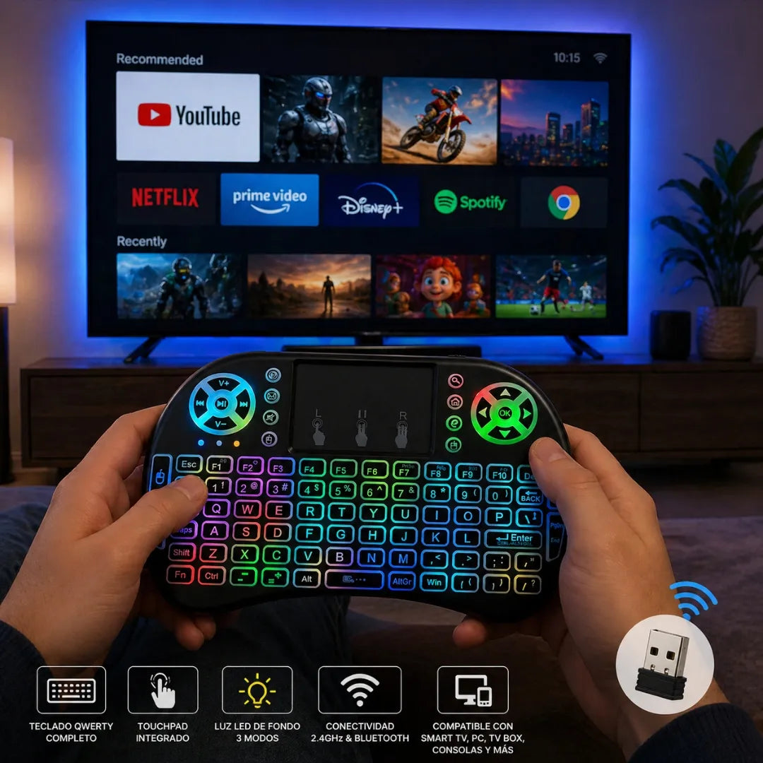 Control Para Smart TV Con Teclado Integrado Y Touchpad Inalámbrico Baihuo City MY-710