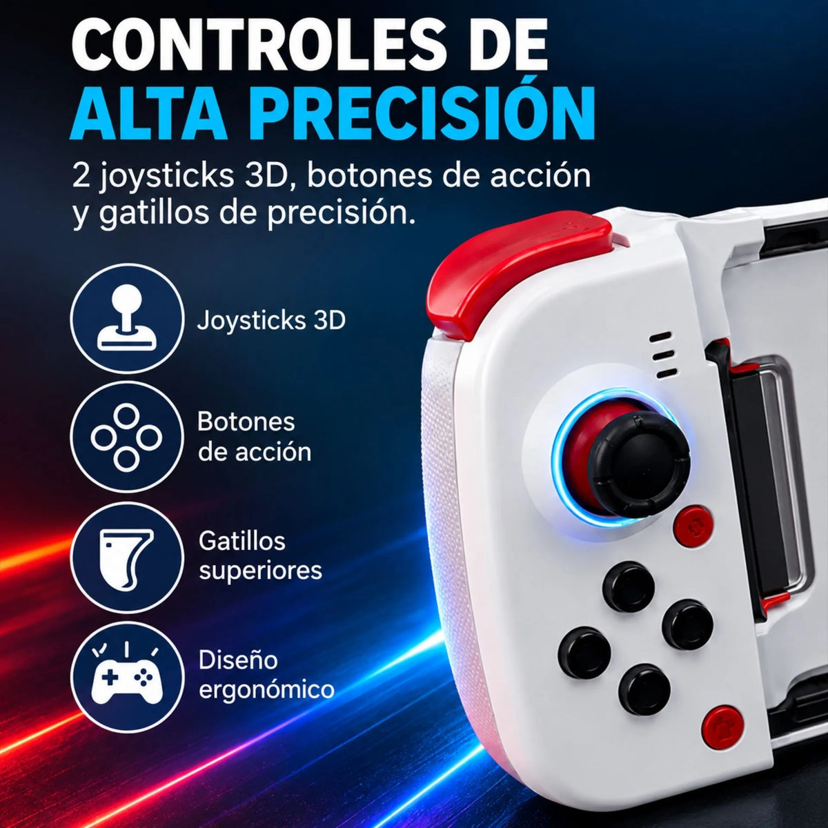 Control Gamer Inalámbrico Bluetooth Para Celular Android Y iPhone Con Joysticks 3D AE0612