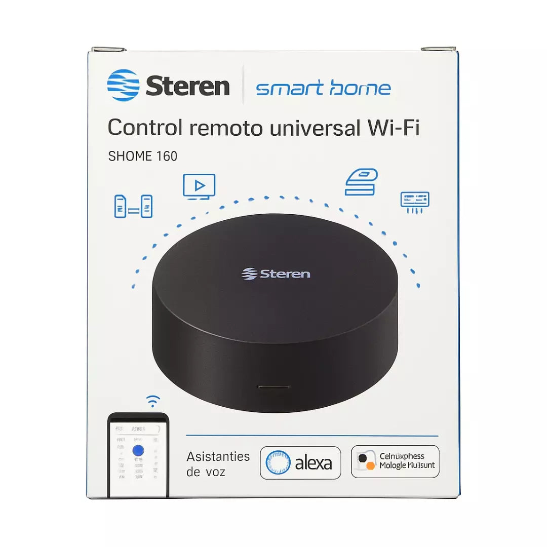 Control Remoto Inteligente WiFi Universal para Hogar Compatible con Alexa y Google Assistant Steren SHOME-160