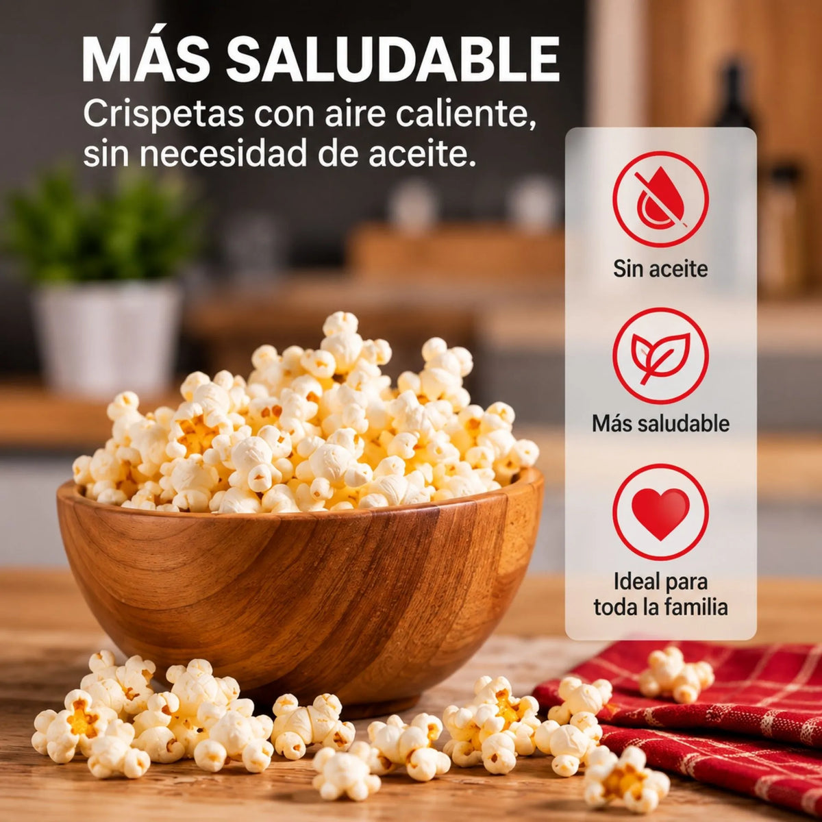 Crispetera Eléctrica 1200W De Aire Caliente Con Base Antideslizante Sokany SK-07045