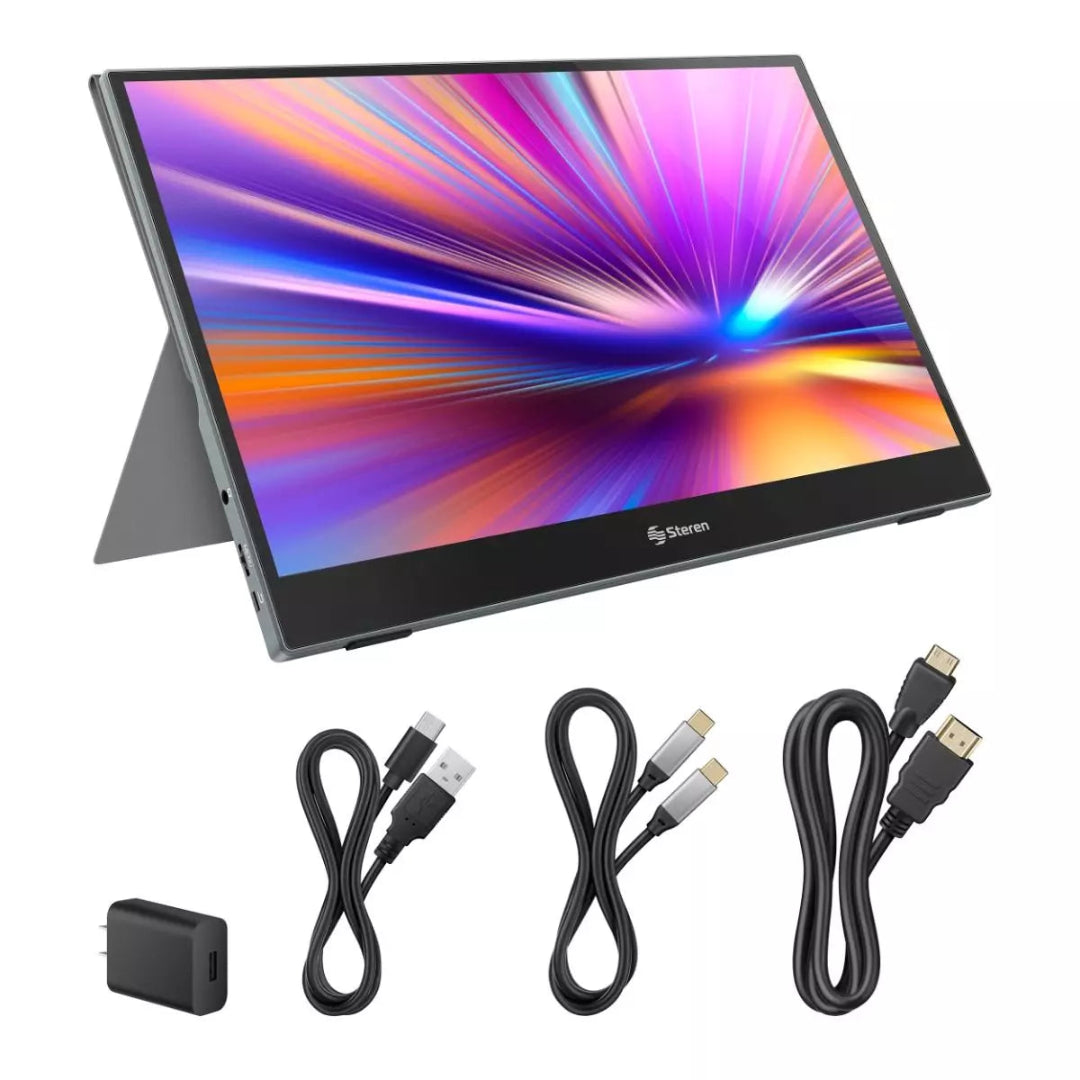 Monitor Portátil Táctil 15.6” Full HD para Duplicar Pantalla con USB-C y Mini HDMI Steren DIS-116T