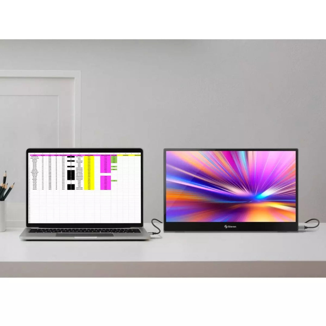 Monitor Portátil Táctil 15.6” Full HD para Duplicar Pantalla con USB-C y Mini HDMI Steren DIS-116T