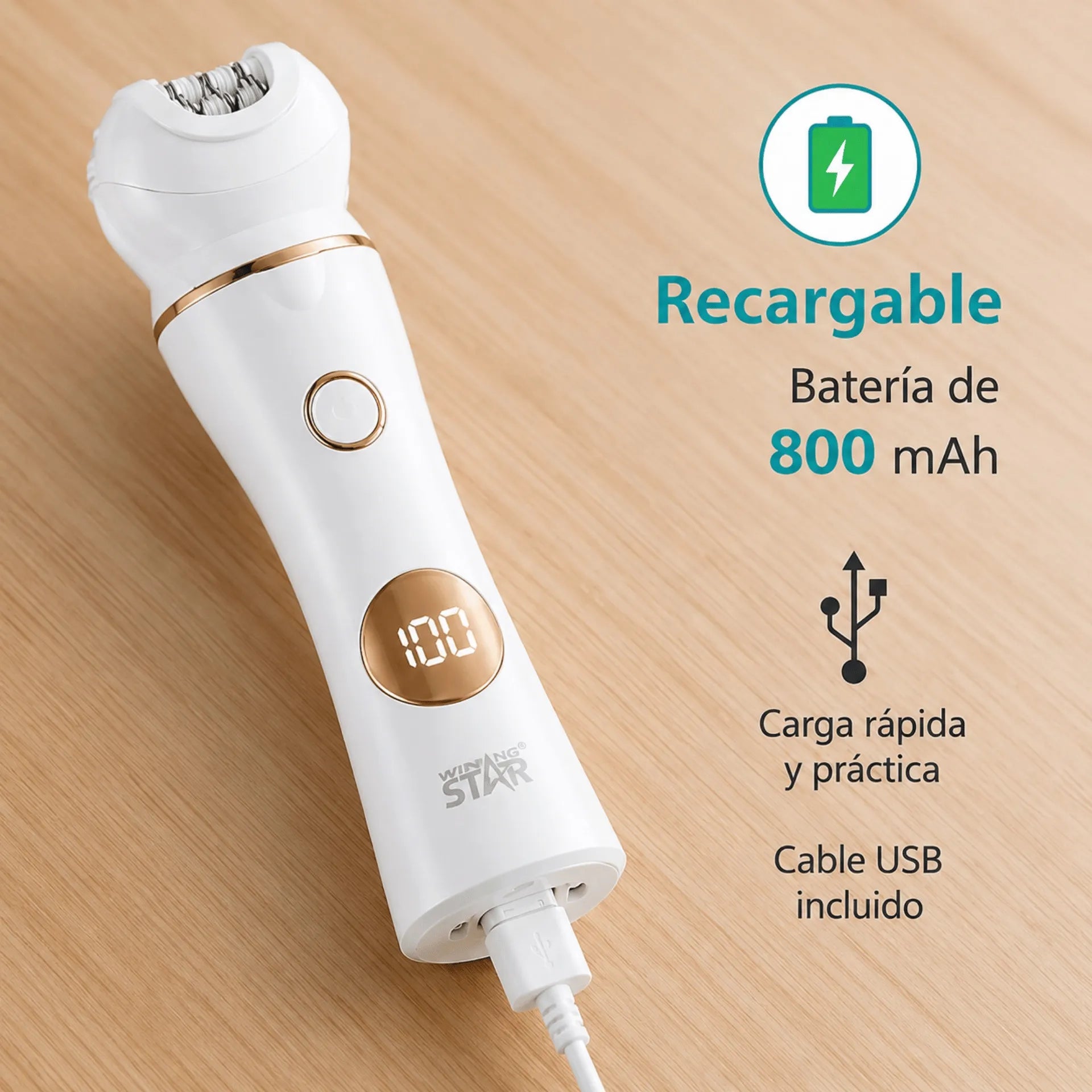 Depiladora Femenina 5 En 1 Winning Star Con Cabezales Intercambiables e IPX6 ST-5820