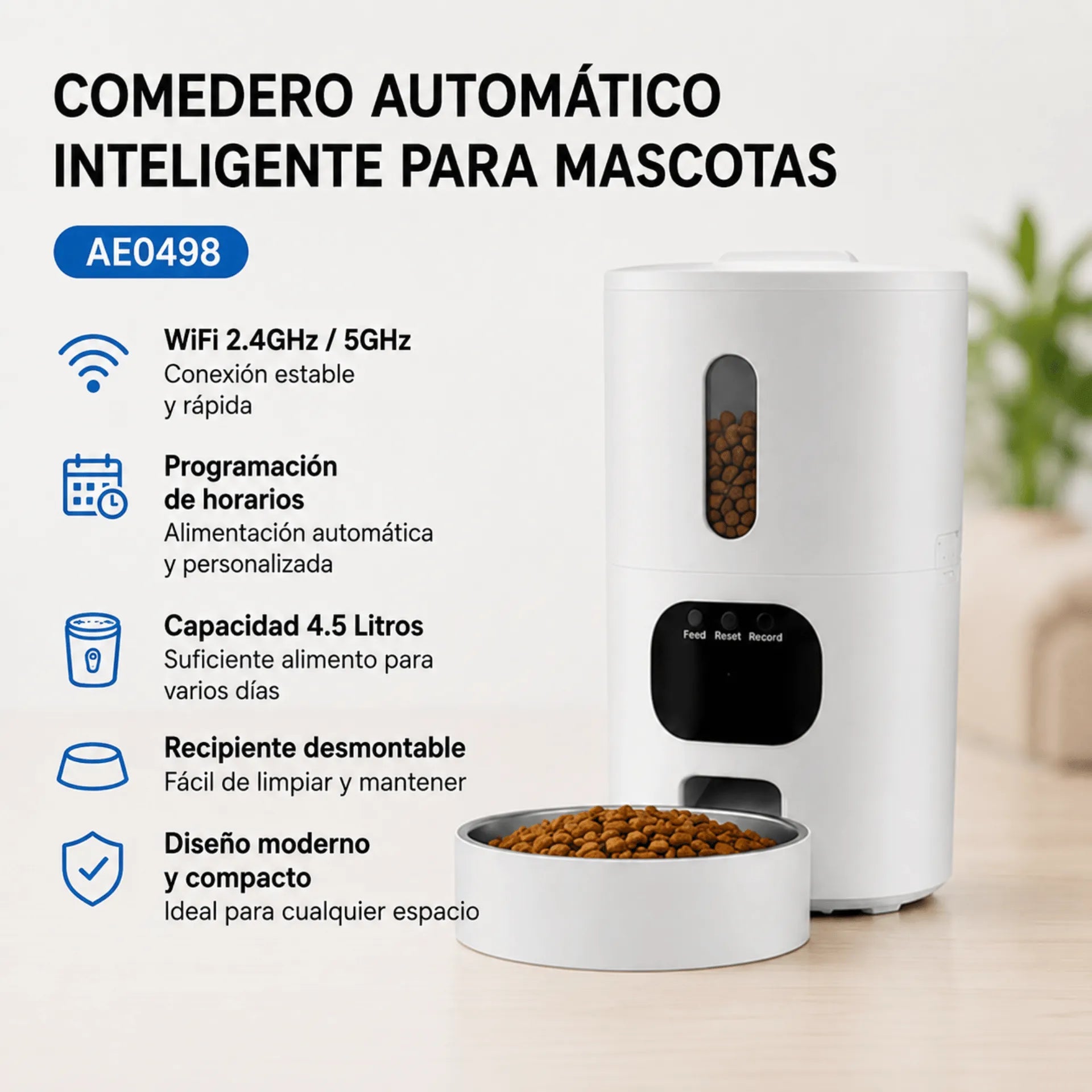 Comedero Automático Inteligente Para Mascotas Con Aplicación WiFi 1080P AE0498