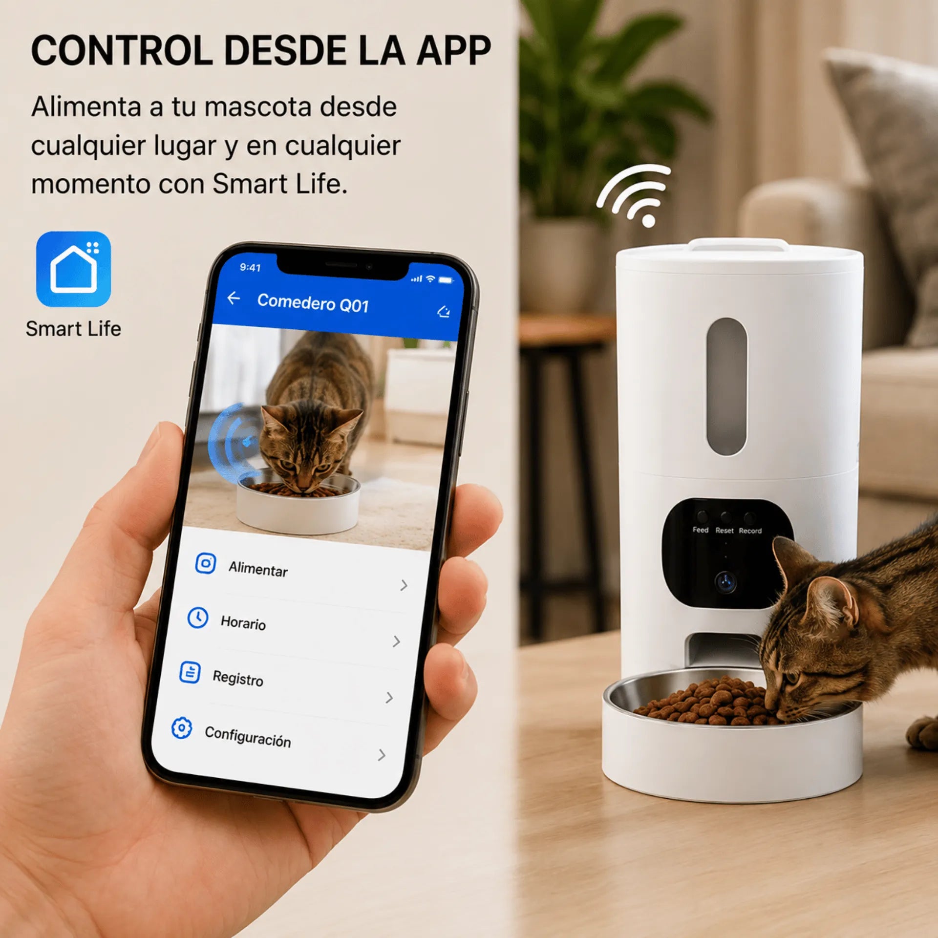 Comedero Automático Inteligente Para Mascotas Con Cámara WiFi 1080P Q01
