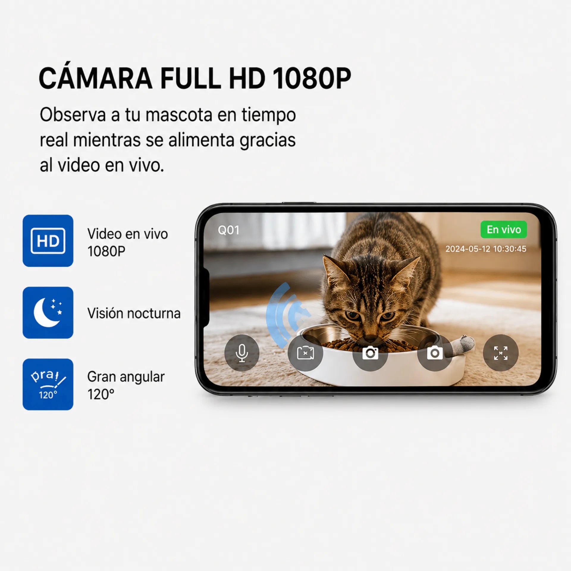 Comedero Automático Inteligente Para Mascotas Con Cámara WiFi 1080P Q01