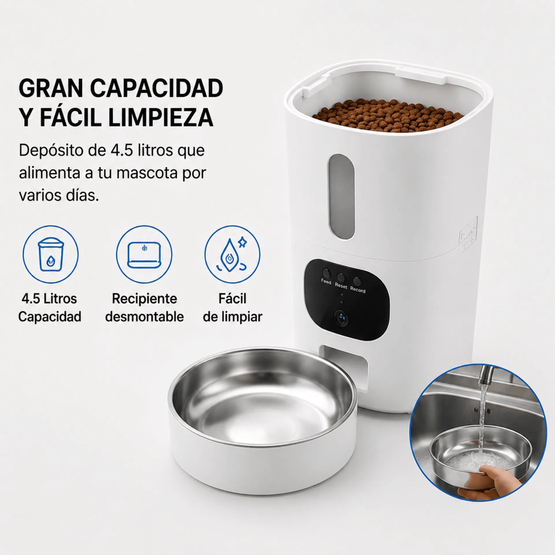Comedero Automático Inteligente Para Mascotas Con Cámara WiFi 1080P Q01