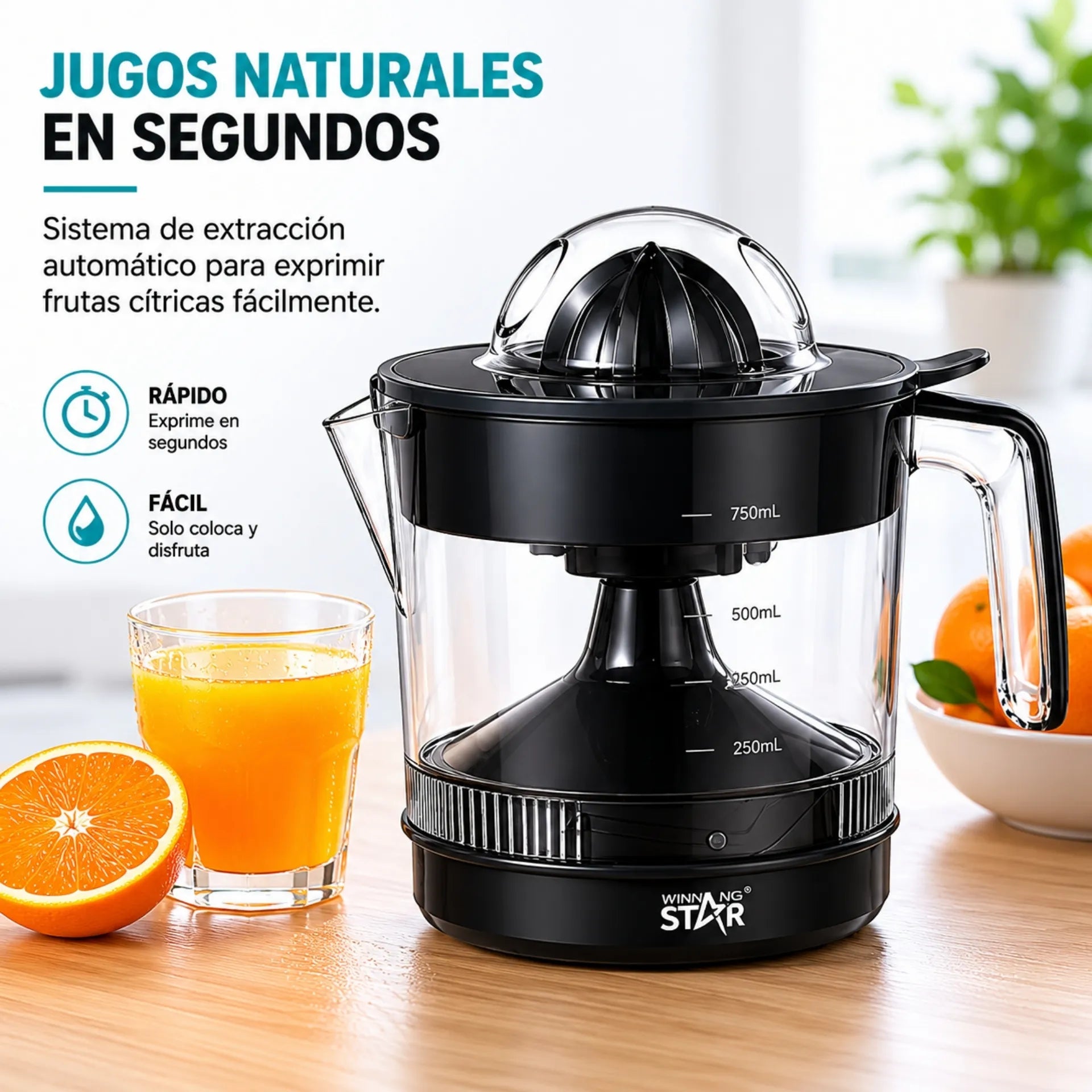Exprimidor Eléctrico Winning Star 750ml Con Extracción Automática ST-2093